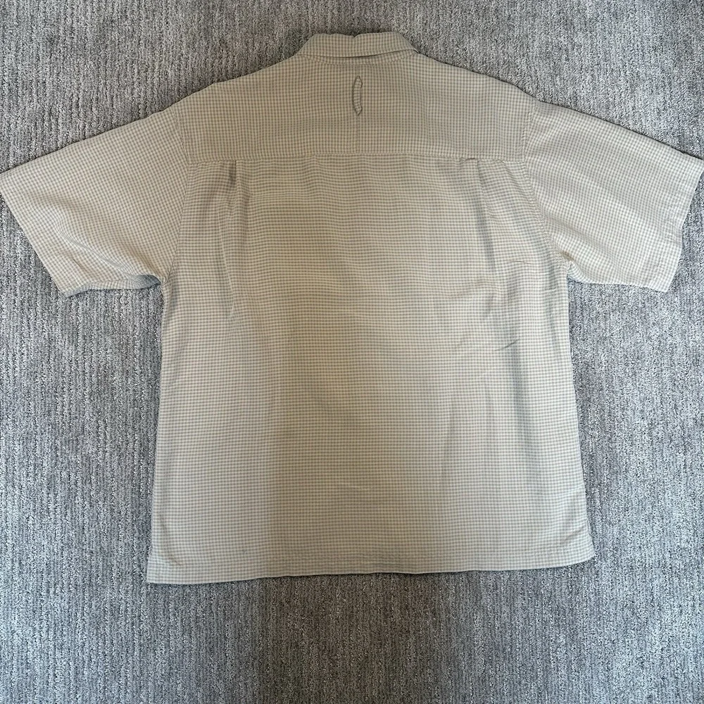 The North Face Mens Beige Plaid Short Sleeve Modal Blend Button Down Shirt XL‎